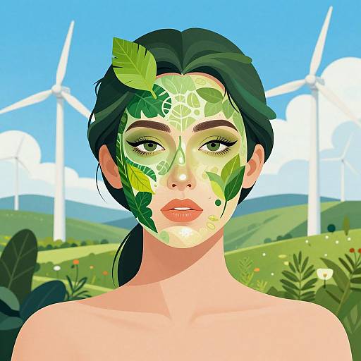 Nature-Inspired Woman with Eco Landscape