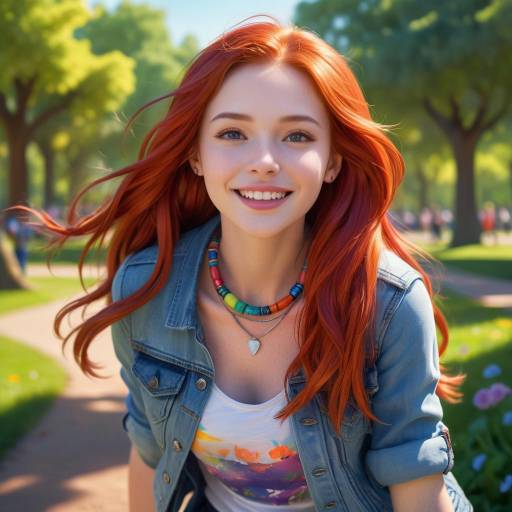 Joyful Teen Girl in Vibrant Park