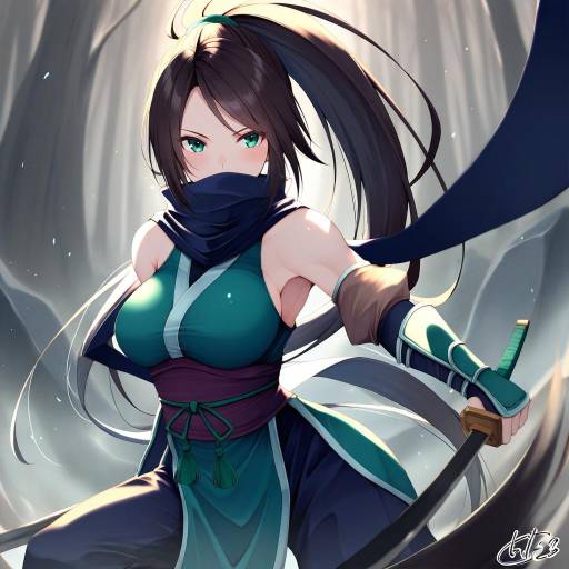 Illustration of Akali (legacy), league of legends in the style of Chita (ketchup)