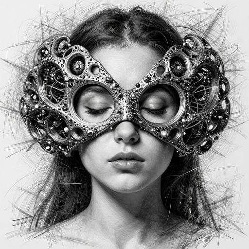 Fractal Mandelbulb Masked Woman Portrait