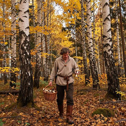 Uncle in Autumn Polish Forest
