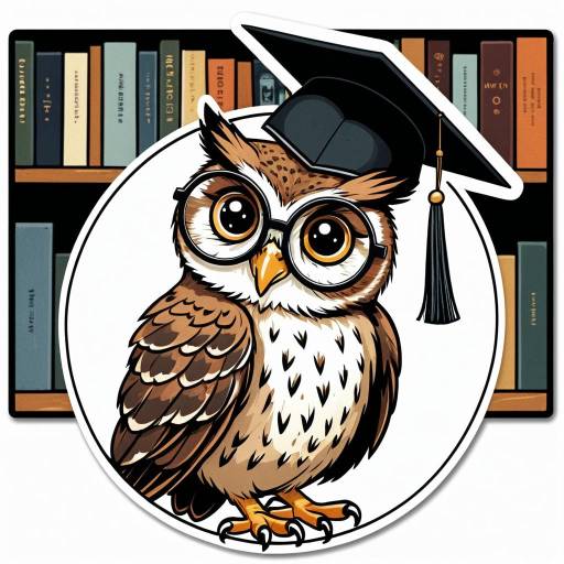 Whimsical Owl Graduate in Cozy Library