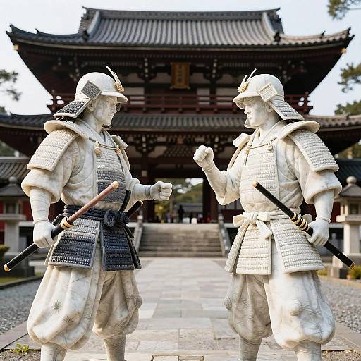 Heated Samurai Debate as Marble Statues