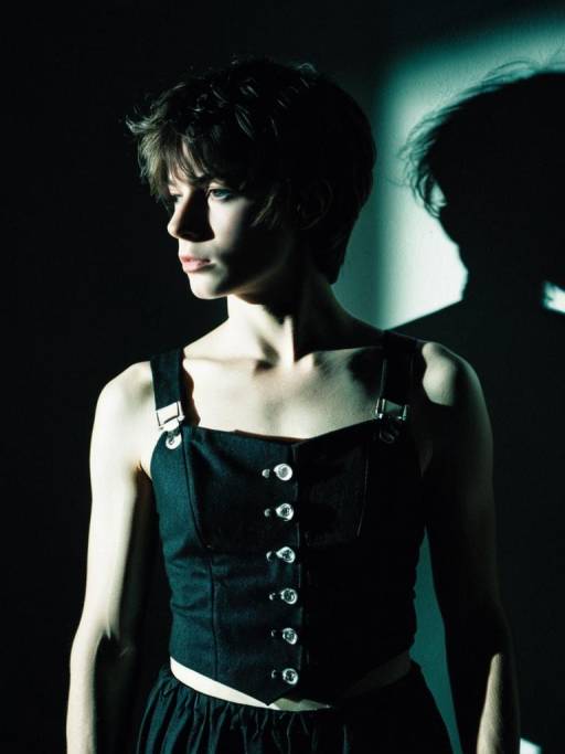 Man in Femboy Costume with Dramatic Shadows
