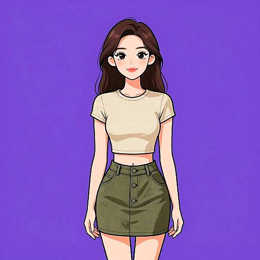 Stylish Woman in Casual Outfit Illustrarion