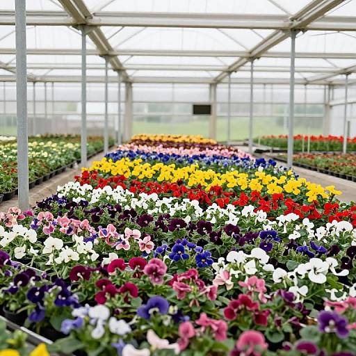 Commercial Greenhouse with Flower Rows