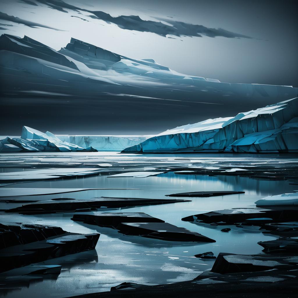 Moody Midnight Icy Wasteland Landscape