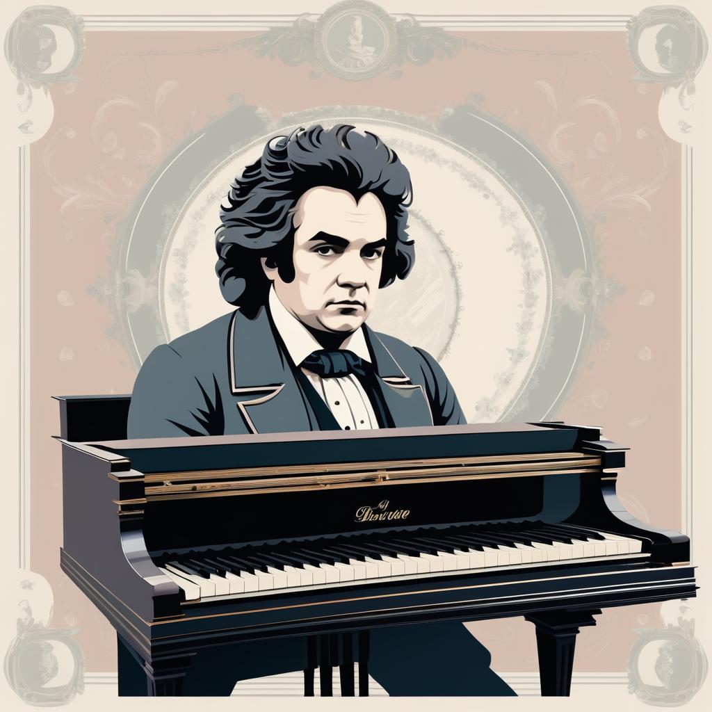 Playful Cartoon Portrait of Beethoven