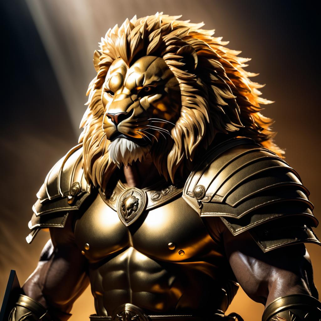 Epic Warrior Lion Portrait in Dramatic Light