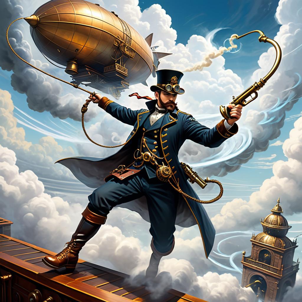 Fearless Airship Captain in Steampunk Adventure