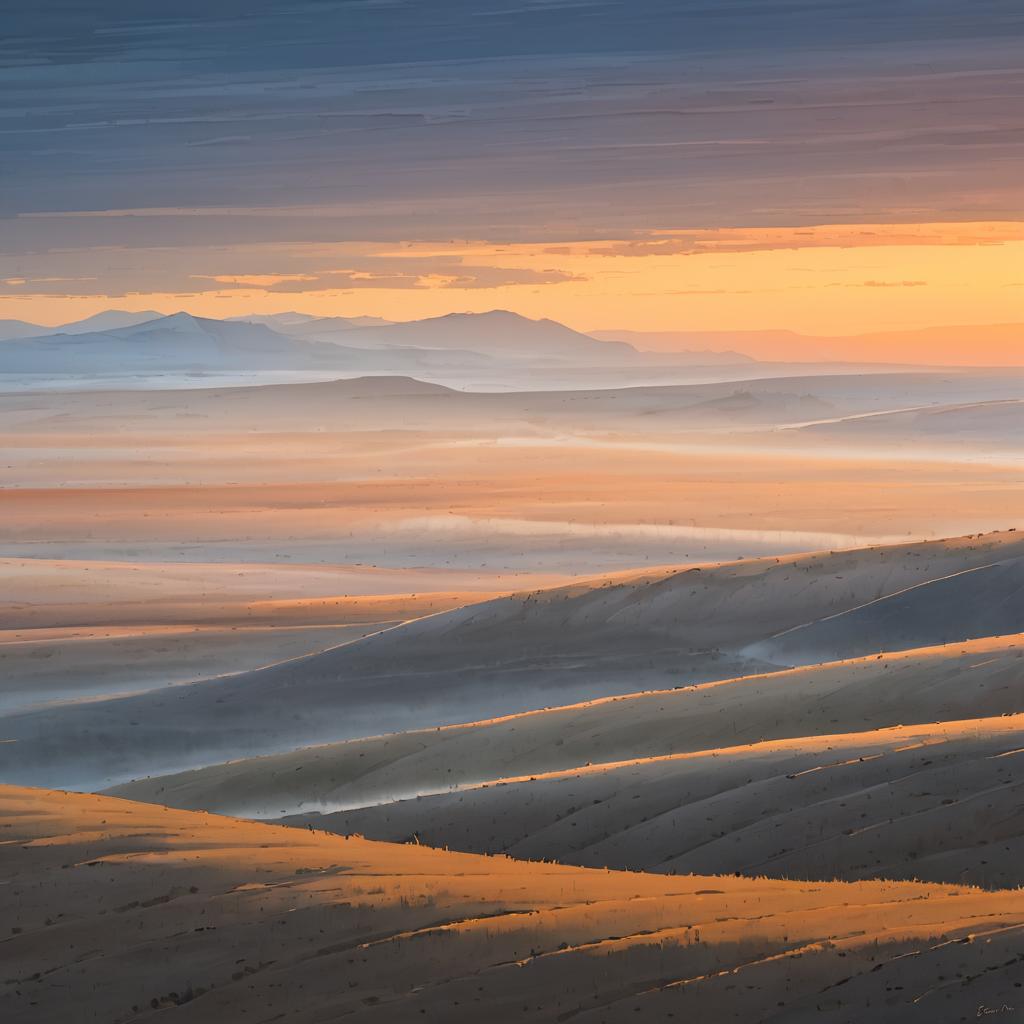 Misty Dawn in Barren Badlands