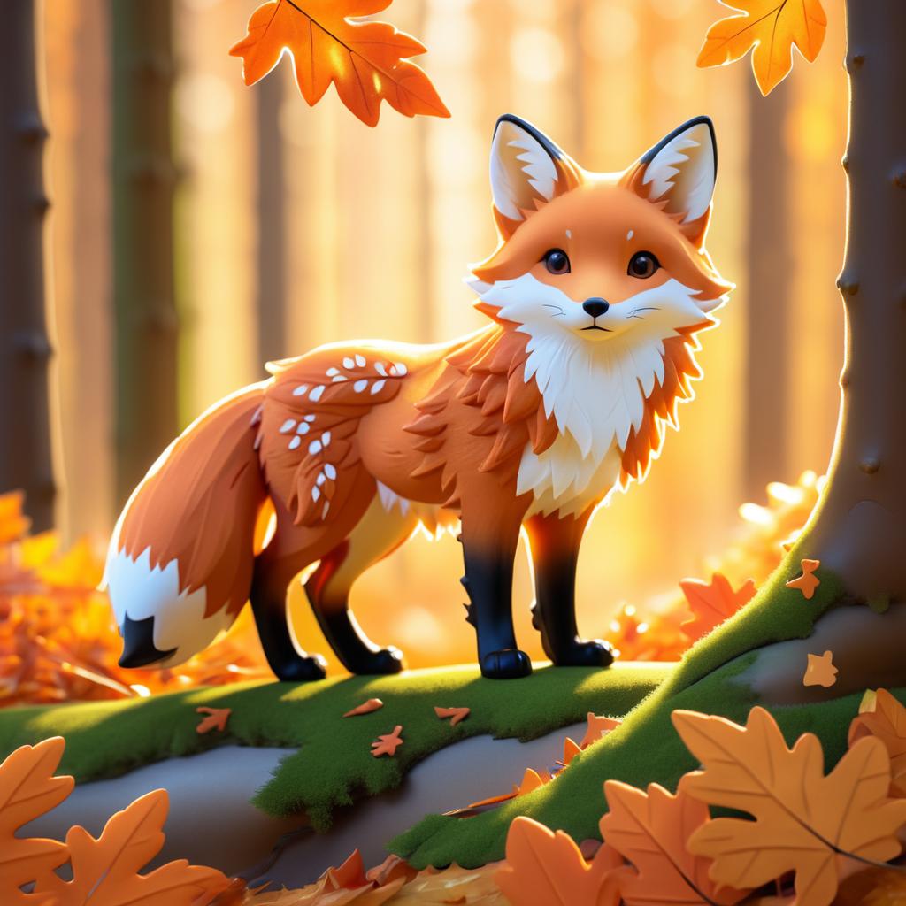 Playful Fox in Autumn Forest Scene