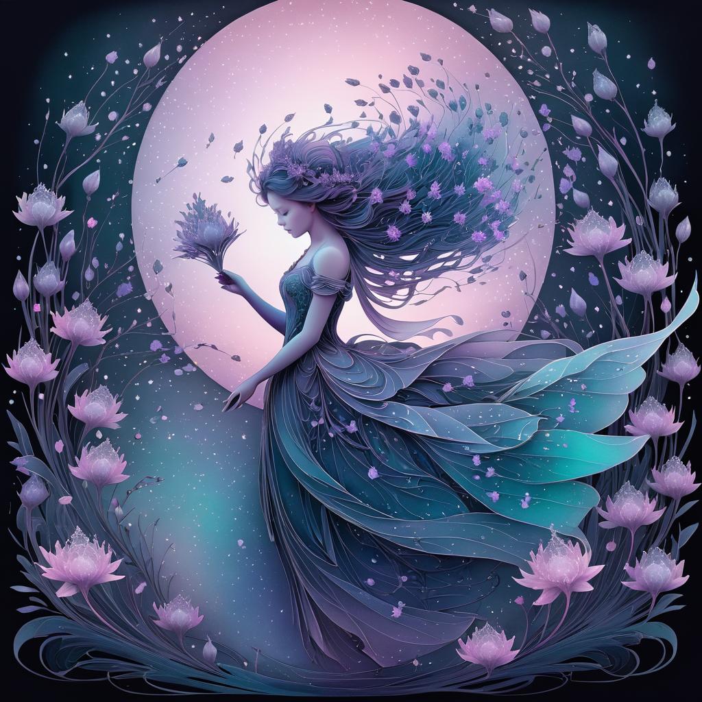 Whimsical Sprite with Lavender Blossoms