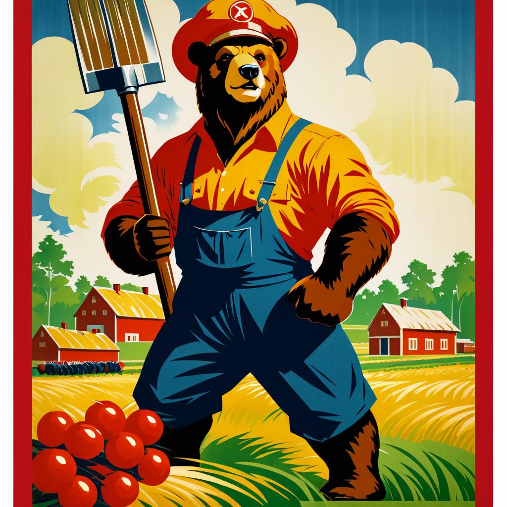 Strong Farmer Bear in Soviet Propaganda