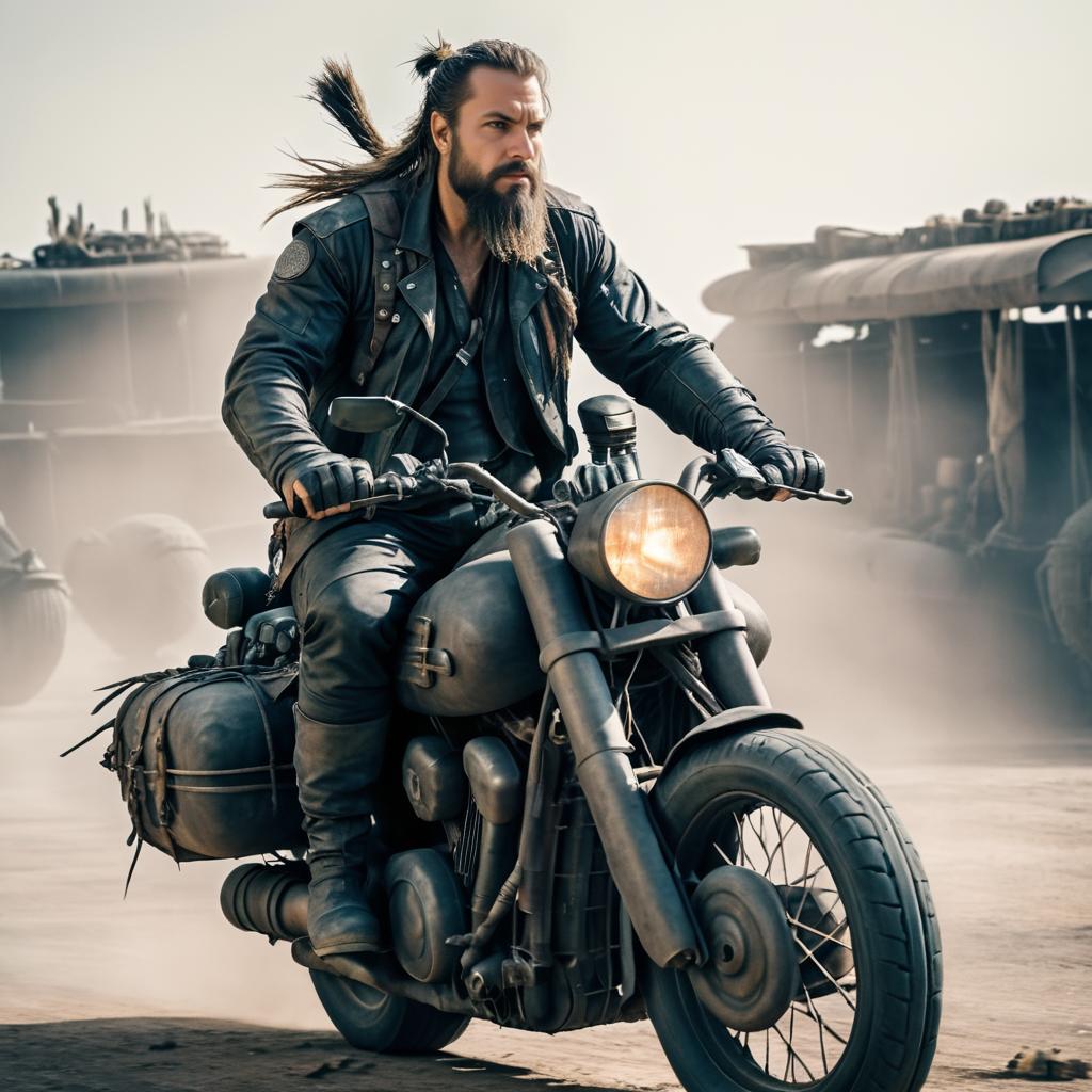 Post-Apocalyptic Motorcycle Rider Adventure