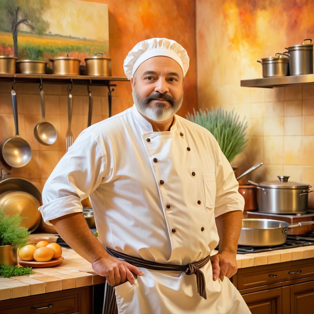 Impressionist Chef Portrait in Warm Tones