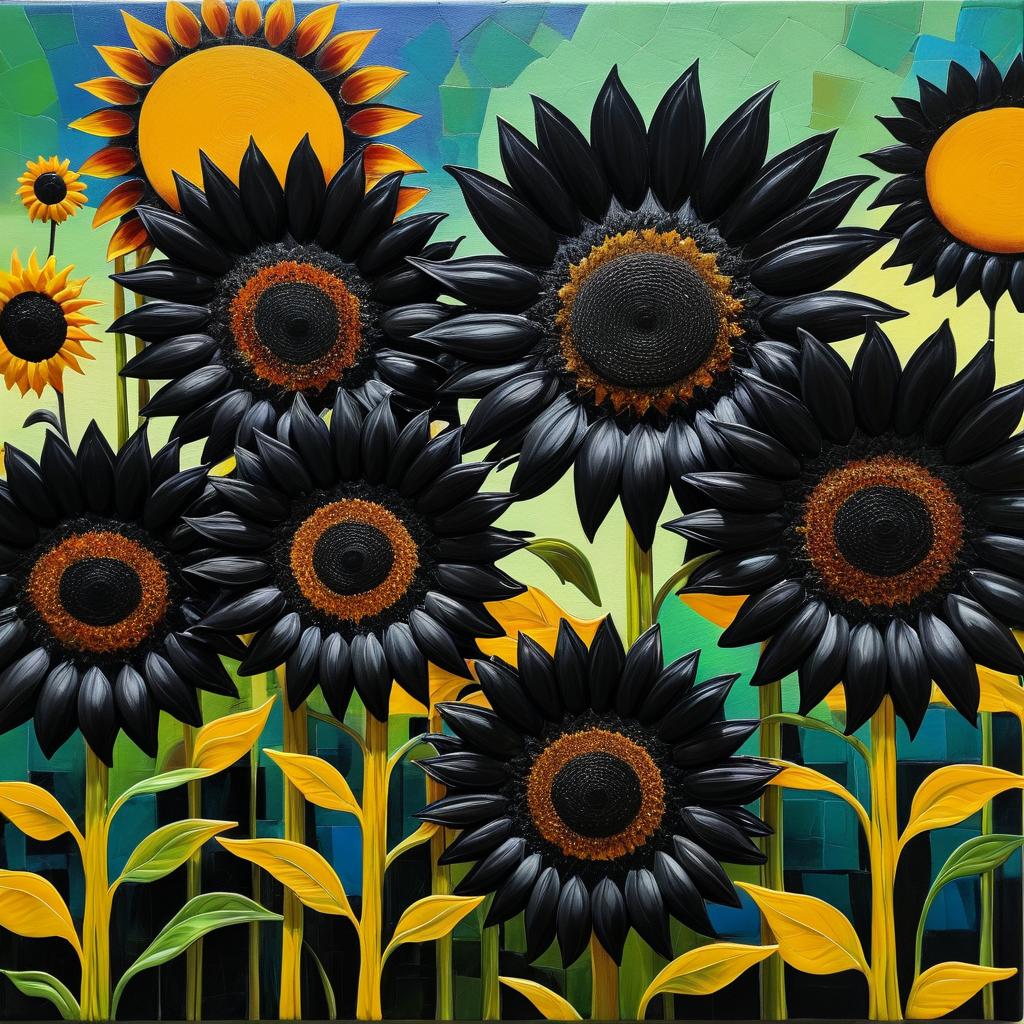 Frida Kahlo Inspired Black Sunflower Art