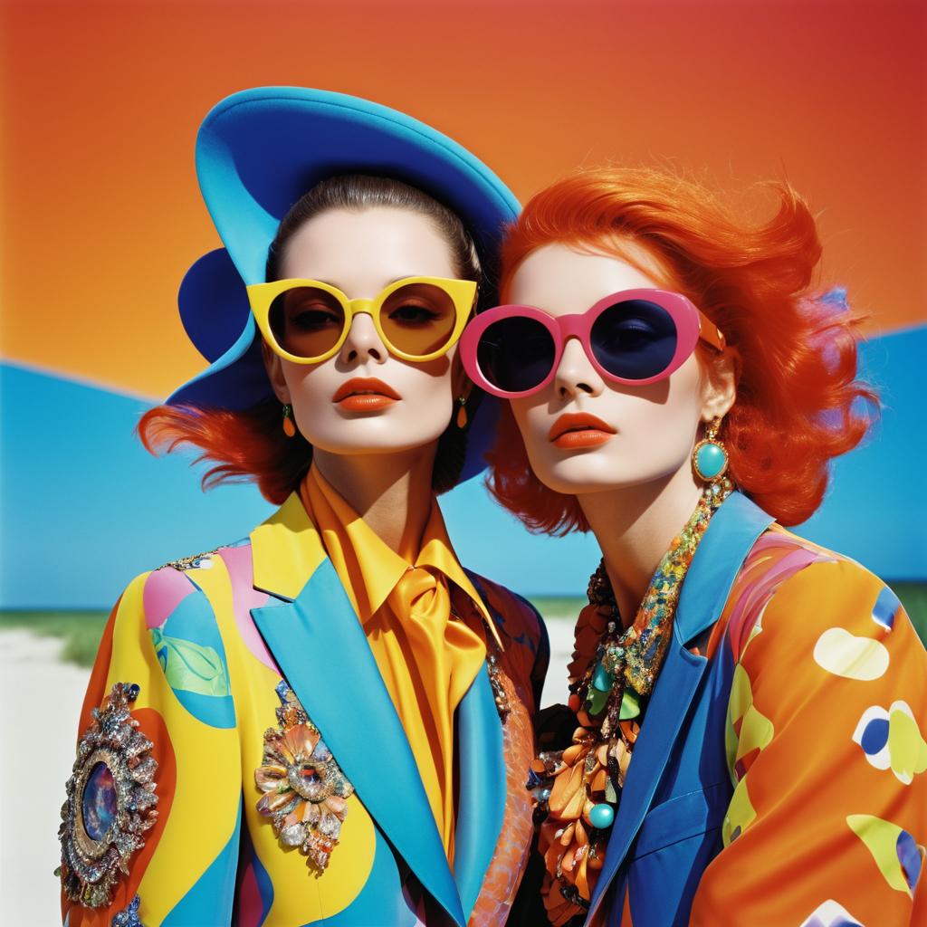 Surreal Fashion Icon Portrait with Vibrant Colors