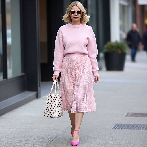 Chic Blonde Woman Valentine's Day Outfit