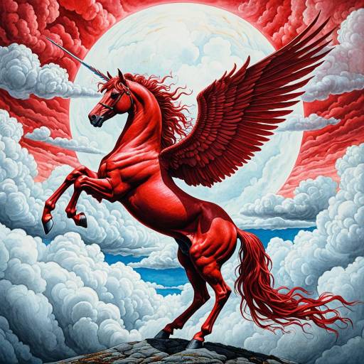 Dancing Crimson Pegasus in Cloudscape