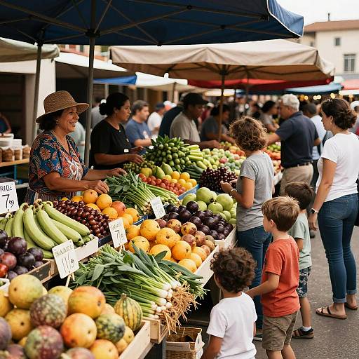 Lively Vintage Market Scene