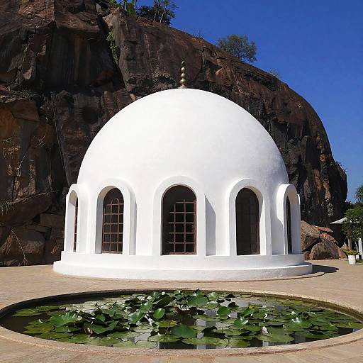 Serene White Dome Temple Landscape