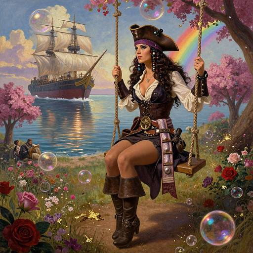 Enchanting Pirate Woman Amongst Skyfleet