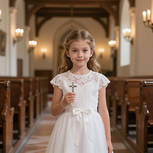 Girl in Classic First Communion Dress