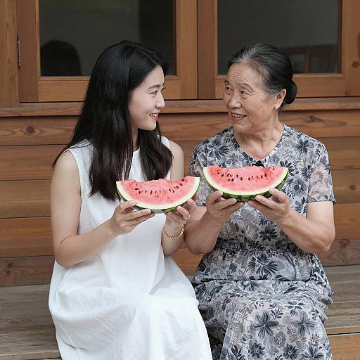 Joyful Moments: Women Enjoying Watermelon