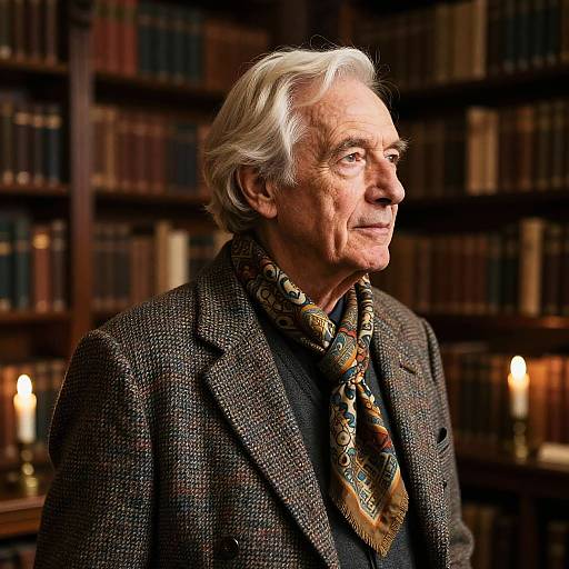 Elderly Gentleman in Tweed, Ear-Length Bob