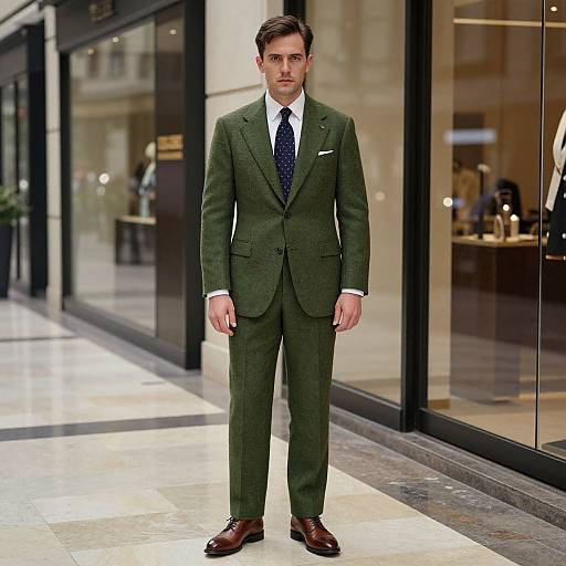 Stylish Man in Tailored Green Suit
