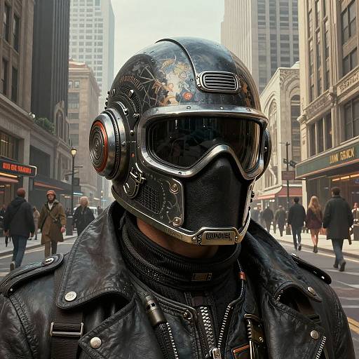 Dieselpunk Masked Helmet on Art Deco Streets