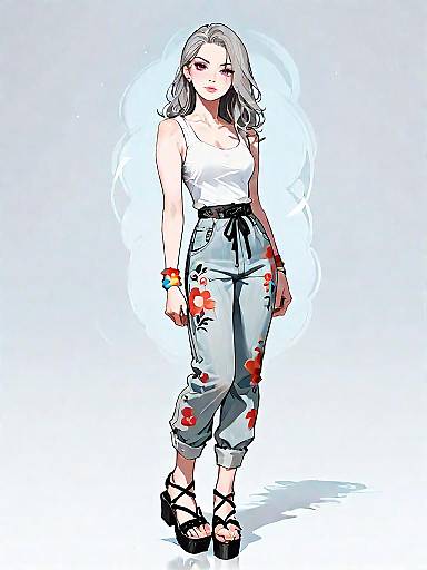 Woman in Casual Bohemian Outfit