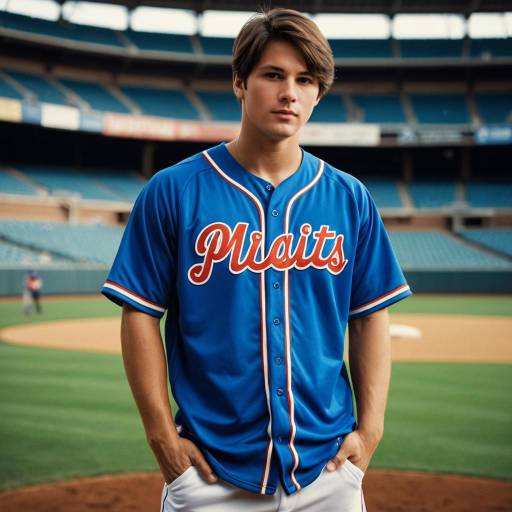 Young Male Baseball Player in Custom Blue Jersey