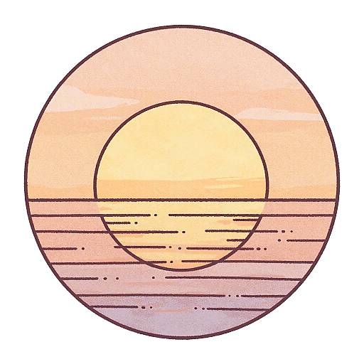 Hand-drawn Retro Sunset in Muted Pastels
