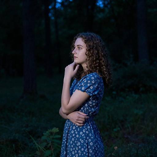 Mystical Night Portrait in Dark Forest