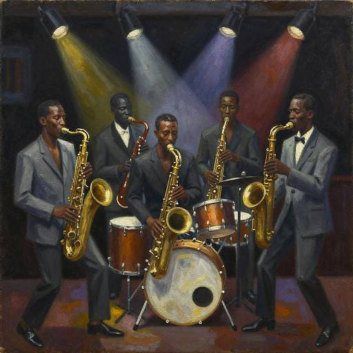 Vibrant Jazz Band Oil Painting