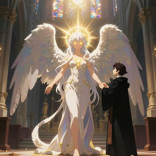 Ethereal Angelic Sentinel in Grand Cathedral