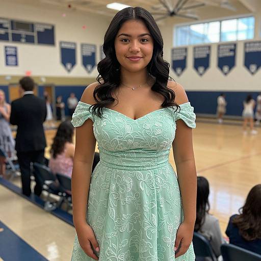 Confident Woman in Mint Green Dress