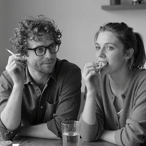 Candid Black and White Table Moment