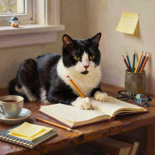 Cozy Cat Studying in Warm Nook