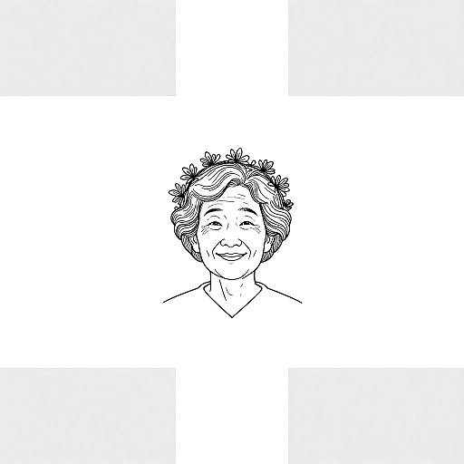 Minimalist Elderly Woman Line Portrait
