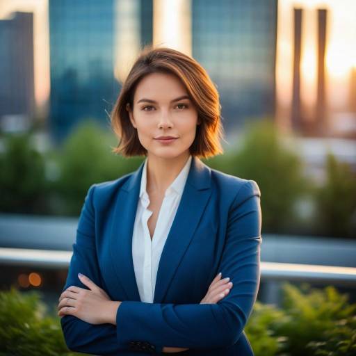 Confident Businesswoman in Blue Suit
