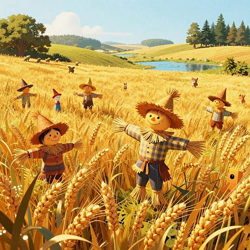 Whimsical Sunlit Wheat Fields