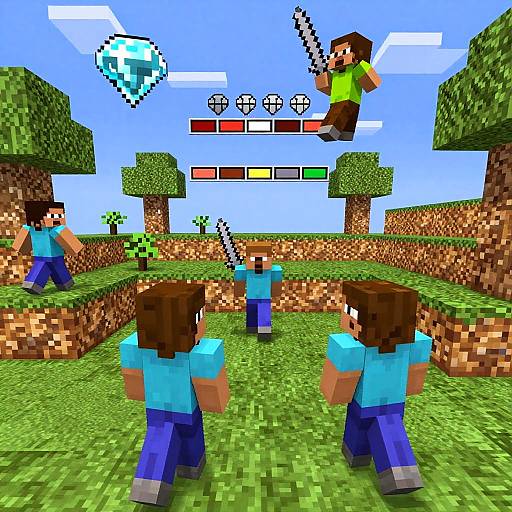 Minecraft Bedwars Dynamic Battle Scene