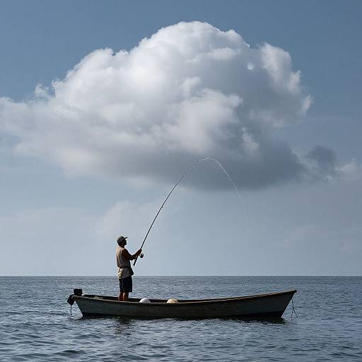 Fisherman Casting Toward Crystallized Rain