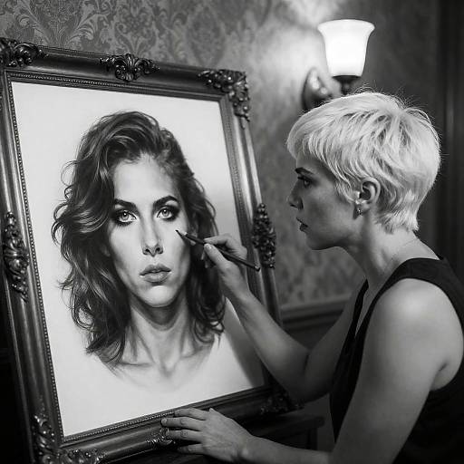 Intense Focus: Woman and Portrait