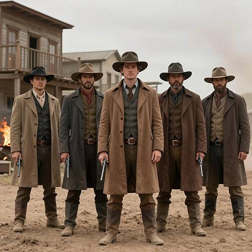 Serious Gunslingers in Dusty Western Town