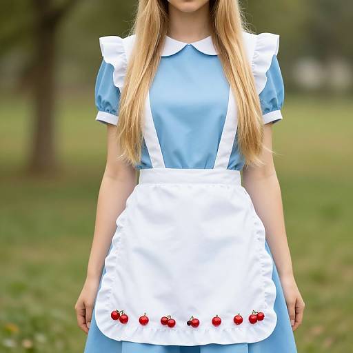 Blonde Girl in Blue Dress