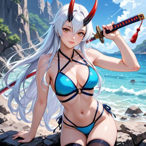 Tomoe Gozen in Blue Bikini Adventure